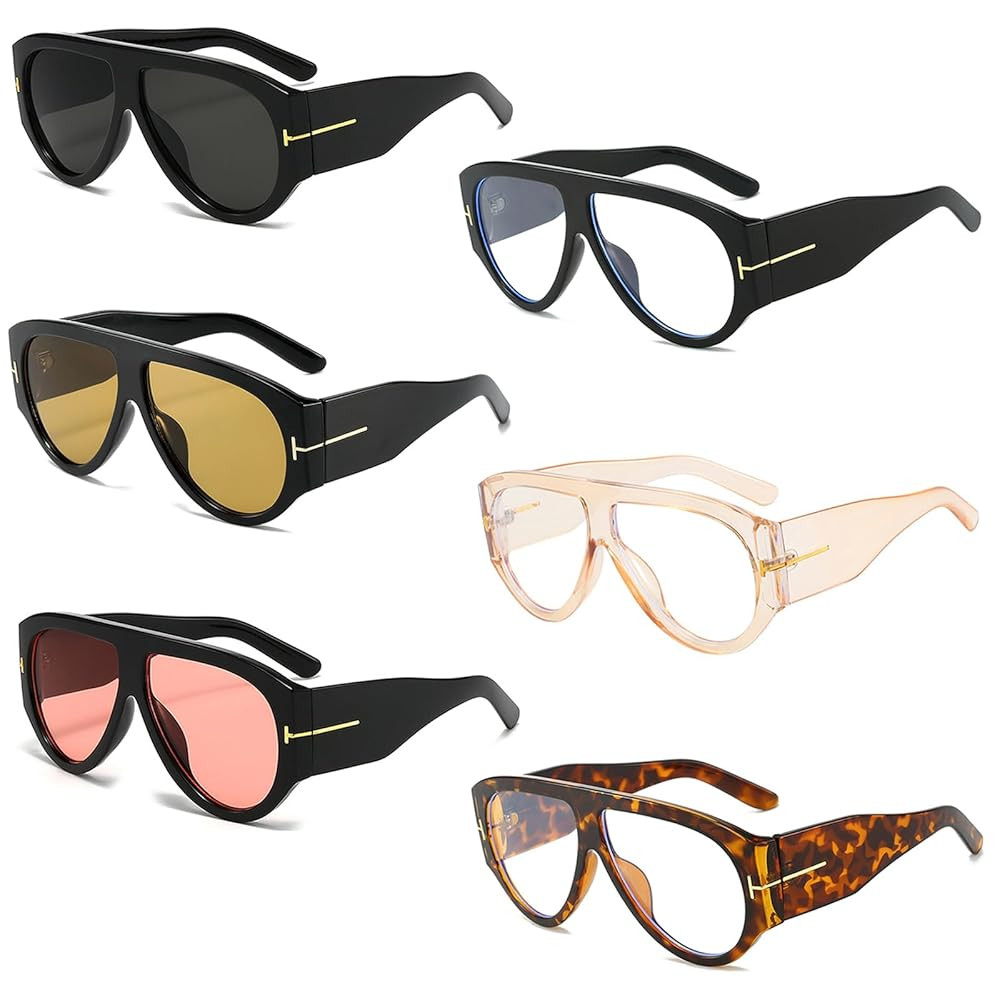 Trendy Oversized Aviator Sunglasses for Women Men Square Thick Frame Large Sun Glasses UV400 Prot... | Amazon (US)