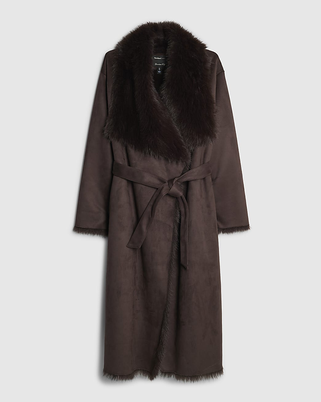 Brown Waterfall Faux Fur Coat | River Island UK & IE