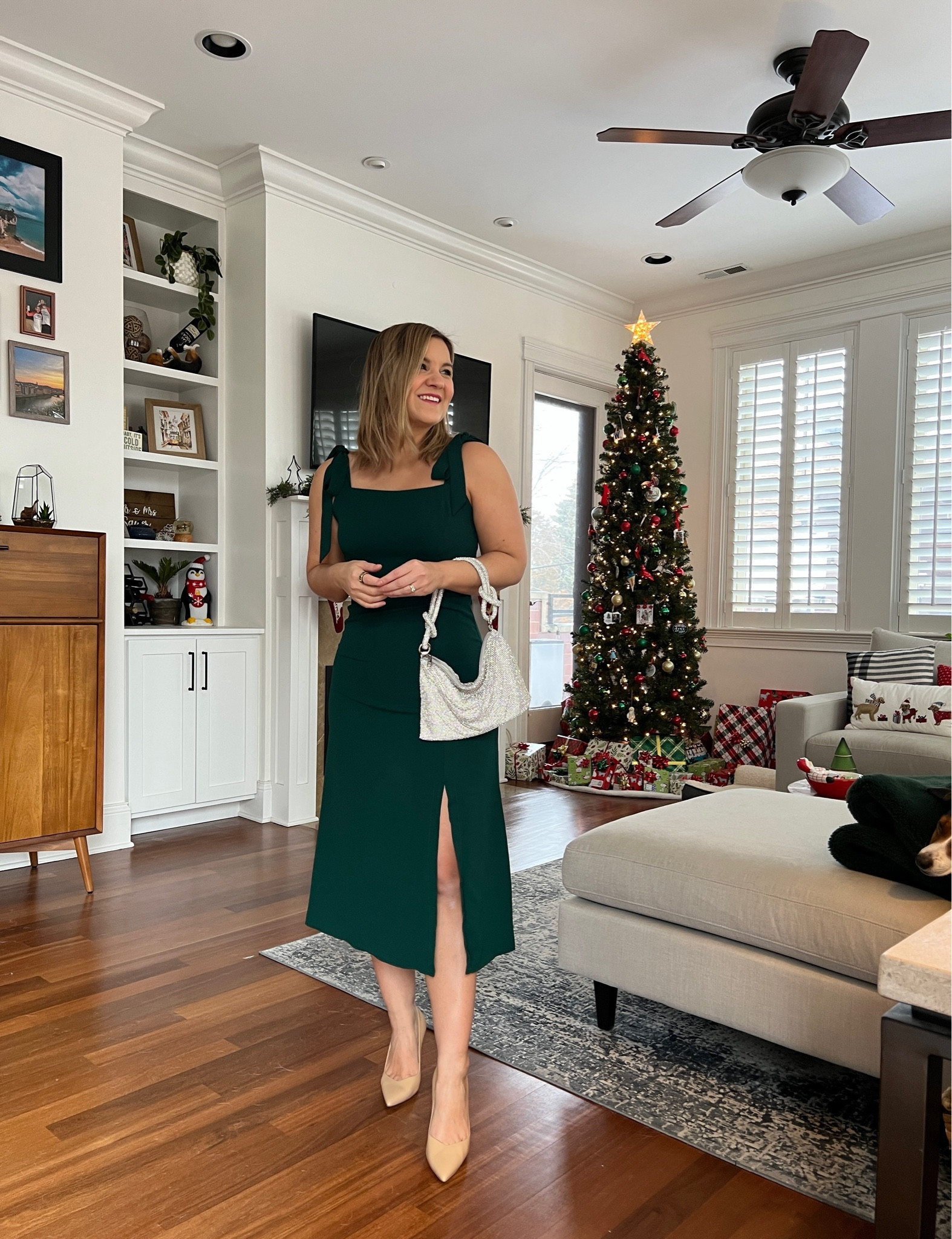Green cocktail dress - size 4
Sparkly purse (looks like a much more expensive bag but under $50!)

#LTKSeasonal #LTKHoliday #LTKunder100