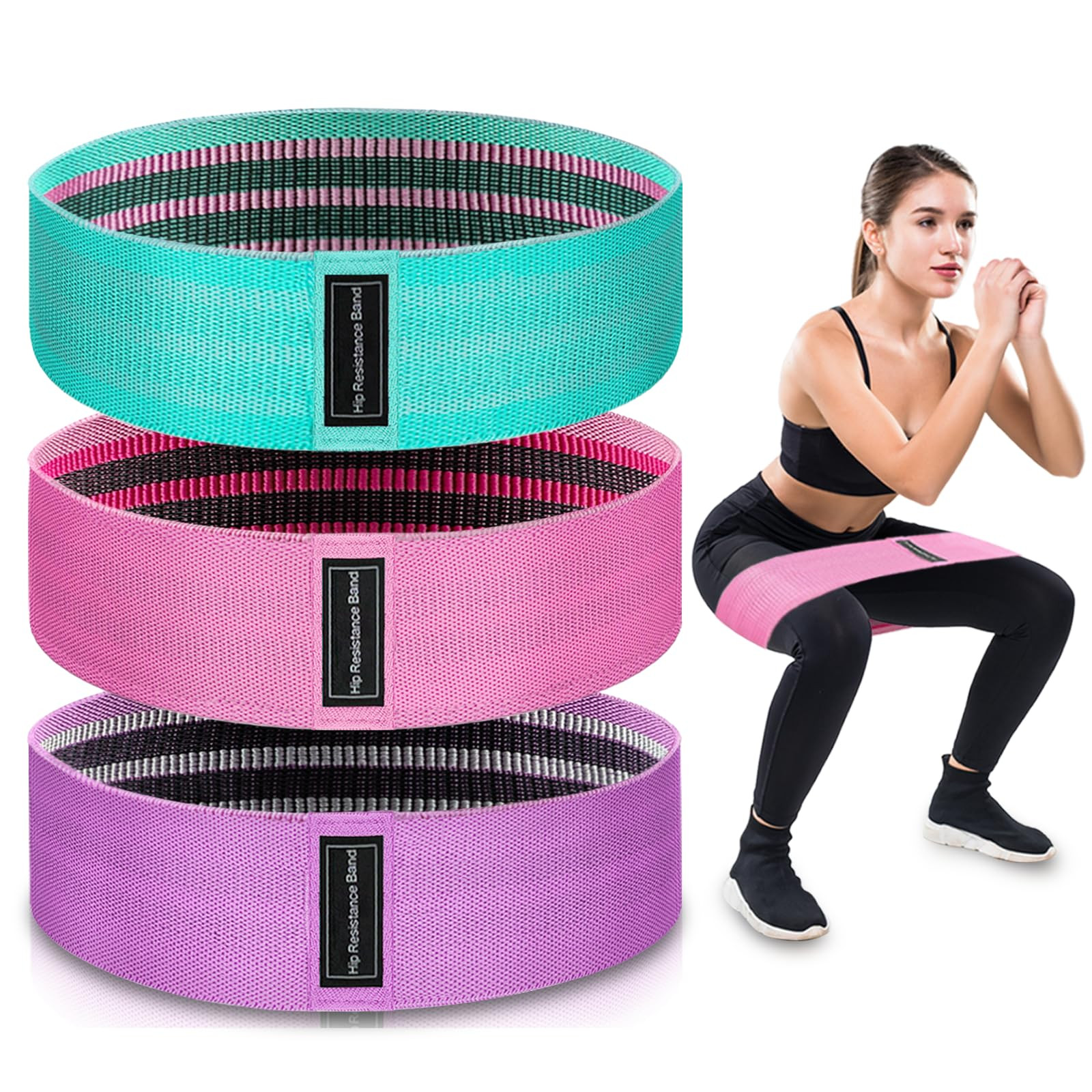 Exercise Bands, 3 Levels Fabric Resistance Bands for Working Out, Workout Bands Resistance for Wo... | Amazon (US)