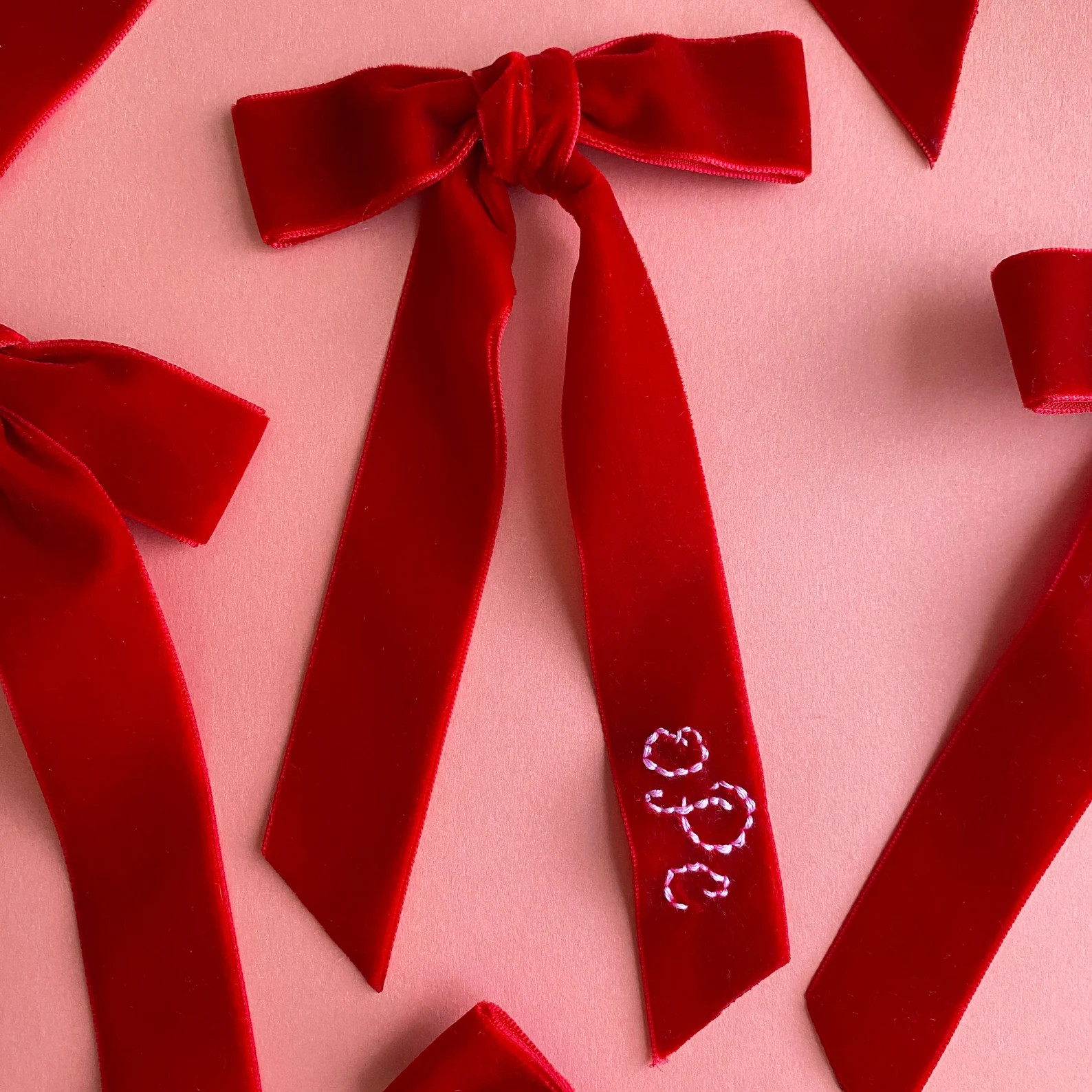 Custom Embroidered Velvet Hair Bow: Personalized Monogrammed Hair Clip | Etsy (US)