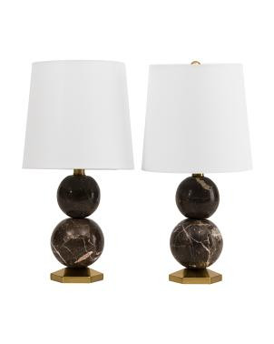 Set Of 2 18.75In Marble Table Lamps, Gold | TJ Maxx