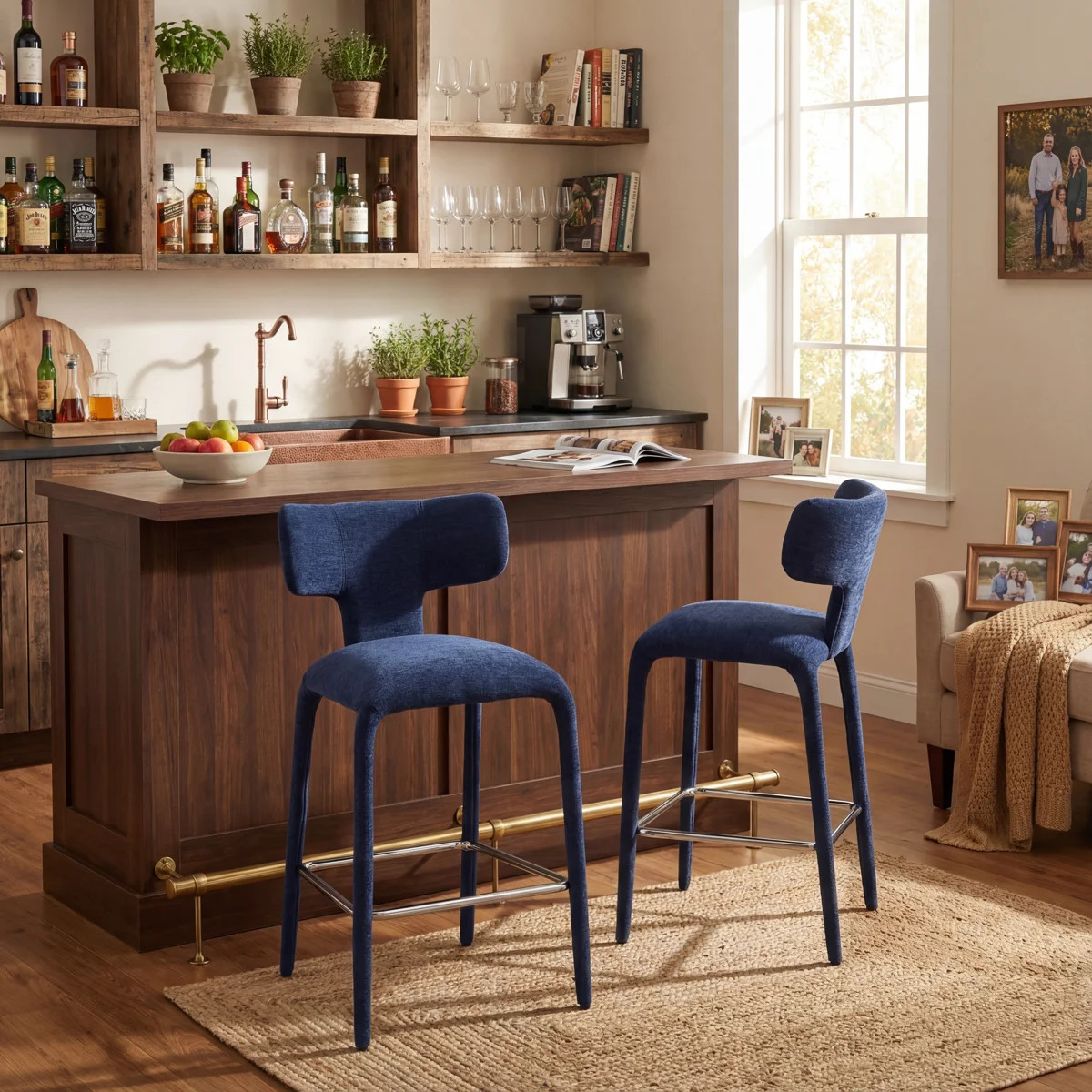 Upholstered Counter Stool with Metal Legs (Set of 2) | Wayfair North America