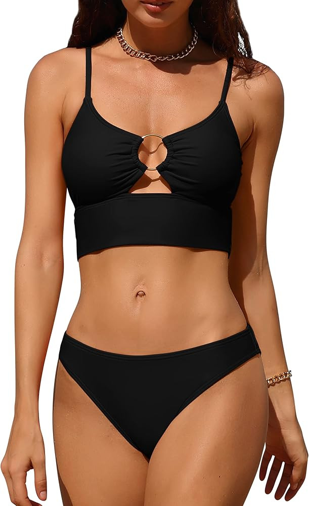 Charmo Sexy Bikini Sets for Women Cutout O-Ring Swimsuit 2 Piece High Cut Bathing Suit | Amazon (US)