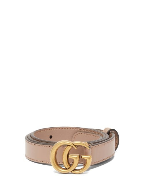 Gucci - GG-logo Leather Belt - Womens - Nude | Matches (US)