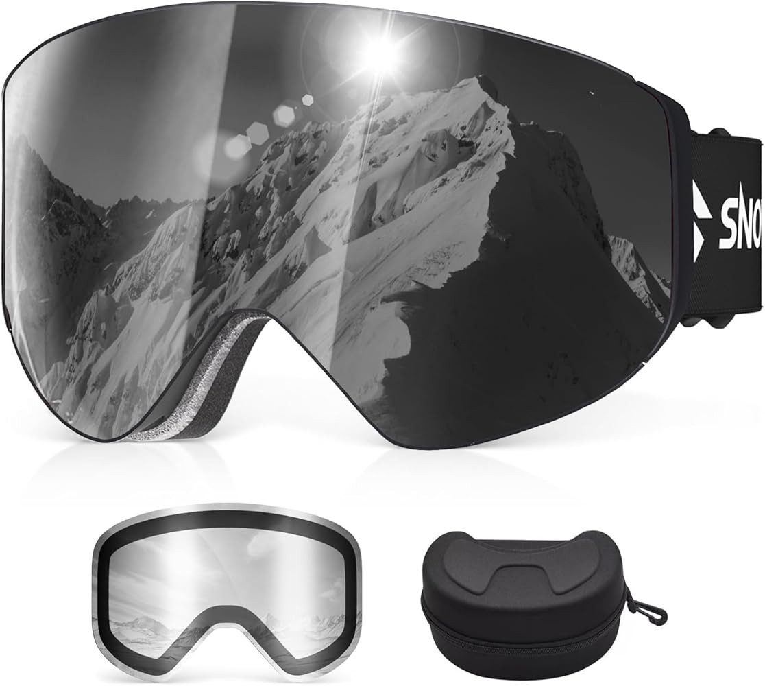 Ski Goggles, OTG Over Glasses Snowboard Goggles with 2 UV400 Anti-Fog Detachable Magnet Lenses fo... | Amazon (US)