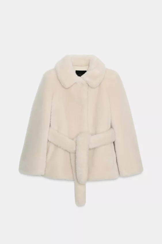 ZW COLLECTION FAUX FUR BELTED COAT | Zara US