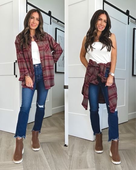 Must have denim look for fall casual outfit idea 
sz 2 in jeans ..love the fit of these runs tts and love the wash, super soft ankle jeans double sided tank sz small, xs better
Super soft plaid, sz medium love these fall colors
Boots tts, very comfy with memory foam
maurices #liveloveblank #ltkover40 #ltkstyletip
Follow my shop @liveloveblank 


#LTKover40 #LTKstyletip #LTKSeasonal