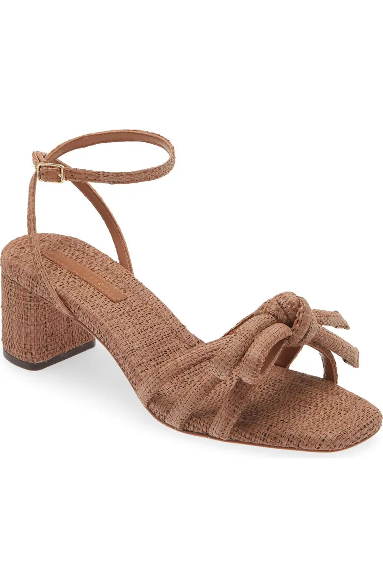 Loeffler Randall Mikel Bow Ankle Strap Raffia Sandal | Nordstrom | Nordstrom