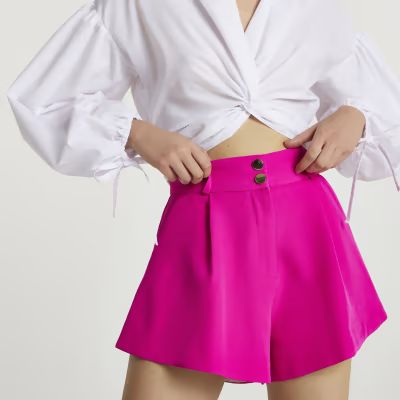 Pink structured shorts | River Island (UK & IE)