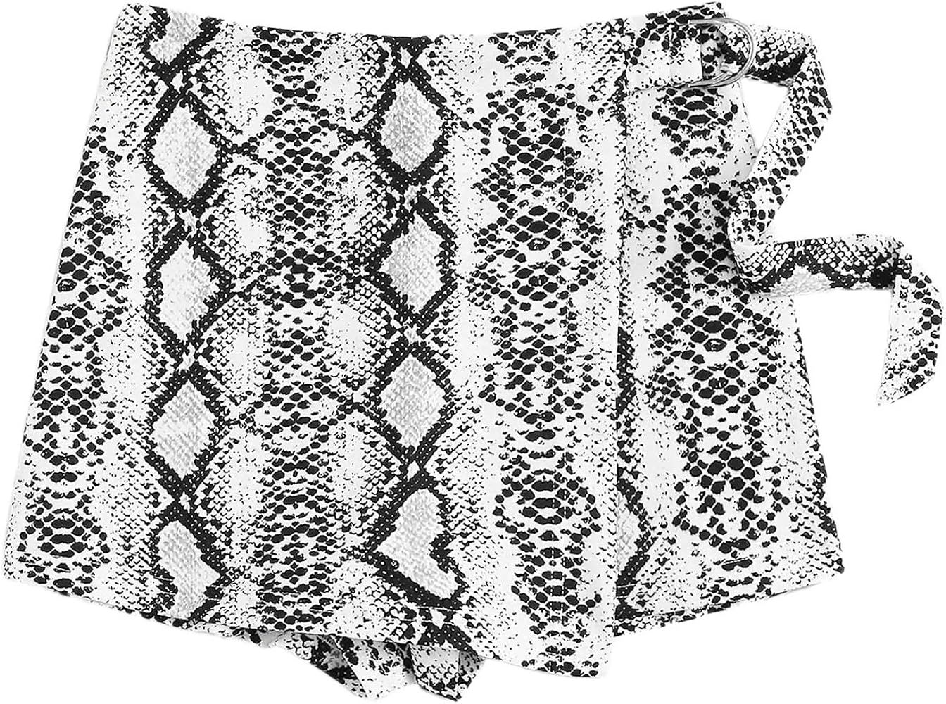 WDIRARA Women's Contrast Binding Knot Side Mid Waist Asymmetrical Skirt Shorts | Amazon (US)