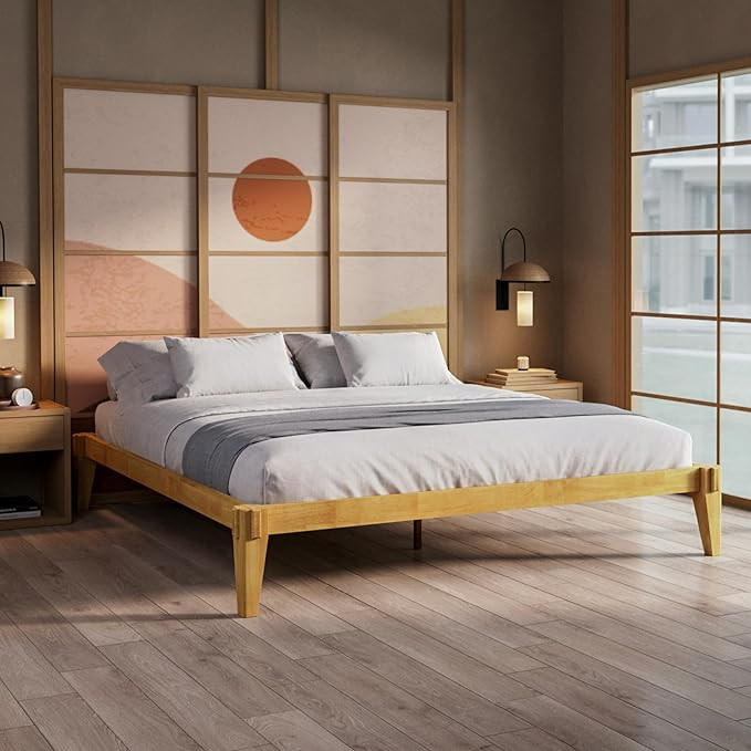 Bme Chalipa 14” King Bed Frame - Wood Platform Bed - Wood Slat Support - No Box Spring Needed -... | Amazon (US)