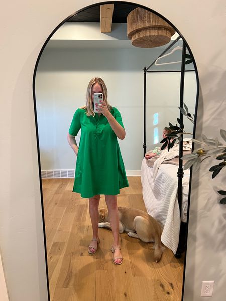 Looooving the Kelly green for spring! This shirt dress is so flattering and comes in other colors! Fits oversized - I’m in a Tall M - and these are my favorite comfy shoes to throw on with a dress 😍

#LTKmidsize #LTKstyletip #LTKshoecrush
