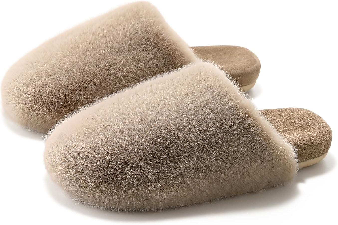 Women's Fuzzy Slide Slippers - Cozy Fleece Lining and Rubber Insoles & Non-Slip Rubber Sole for I... | Amazon (US)