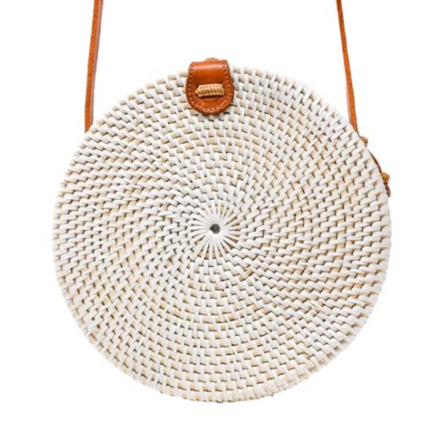 White Rattan Camilla Bag - Palm Leaf | Wolf and Badger (Global excl. US)