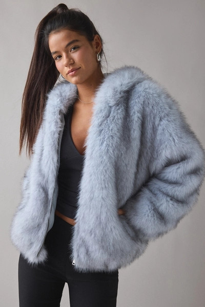 UO Sloanne Faux Fur Zip-Up Hooded Jacket | Urban Outfitters (US and RoW)