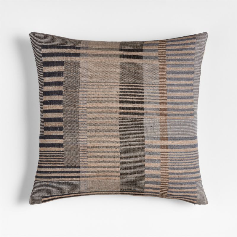 Etta Silk Wool Blend 20"x20" Deep Indigo Multi Throw Pillow with Feather Insert + Reviews | Crate... | Crate & Barrel