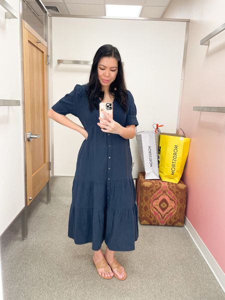 Women’s Madewell light spin tiered button front midi dress from Nordstrom anniversary sale. Runs large. Wearing my usual size 2 but it was too big. Has pockets!

#LTKsalealert #LTKxNSale #LTKstyletip