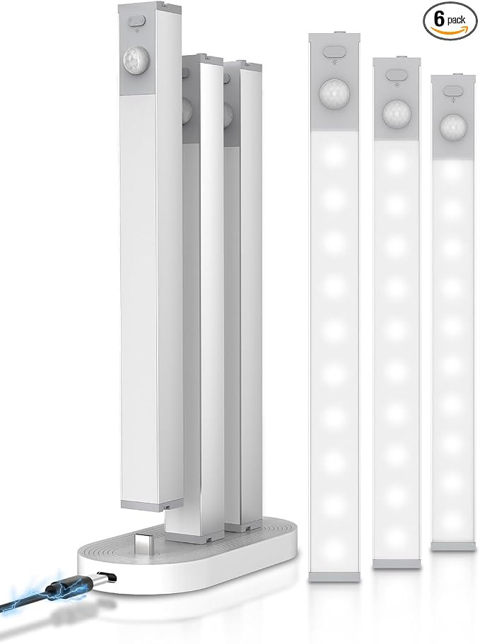 6 Pack Led Under Cabinet Lights Wireless with Charging Station, 7’’ Rechargeable Motion Senso... | Amazon (US)