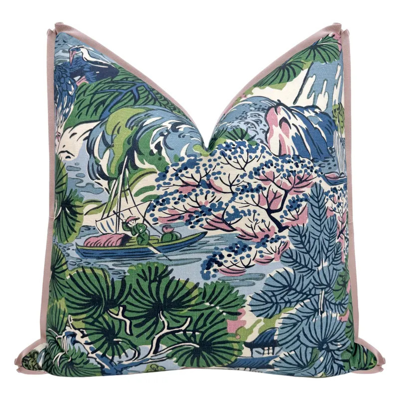 Thibaut Pagoda Trees // Lavender and Blue with Butterfly Flange | designer | floral pattern | pin... | Etsy (US)