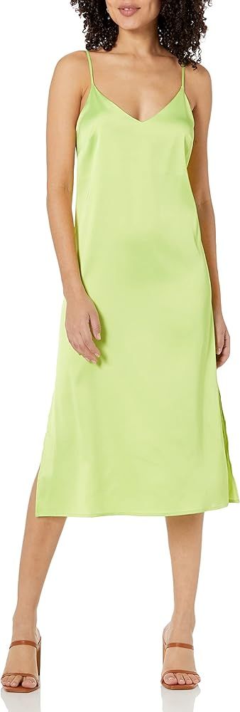 Amazon.com: The Drop Women's Ana Silky V-Neck Midi Slip Dress, Lime, L : Clothing, Shoes & Jewelr... | Amazon (US)