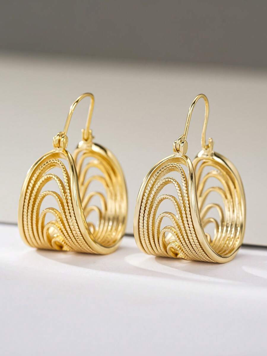 1 Pair Elegant Round Hoop Earrings For Women, Suitable For Wedding, Anniversary, Engagement Party... | SHEIN