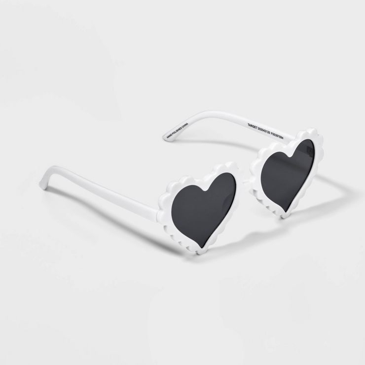 Girls' Fluted Heart Sunglasses - Cat & Jack™ White | Target