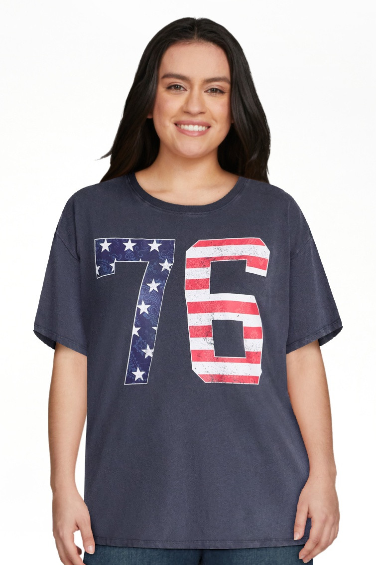Americana 76 Women's Graphic Cotton Tee with Short Sleeves from Way to Celebrate, Sizes XXS-XXL | Walmart (US)