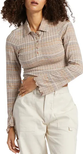 Billabong Let It Be Long Sleeve Crop Polo | Nordstrom | Nordstrom