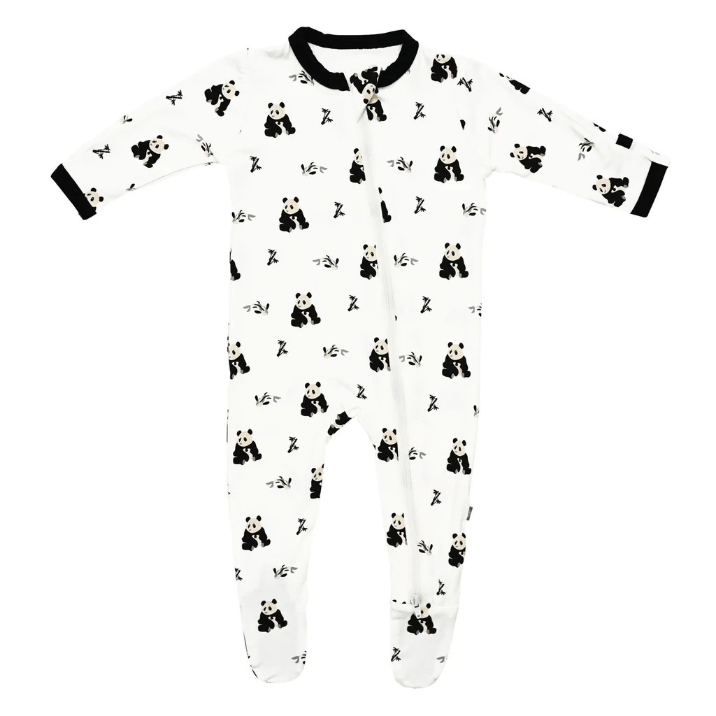 Zippered Footie in Black and White Zen | Kyte BABY