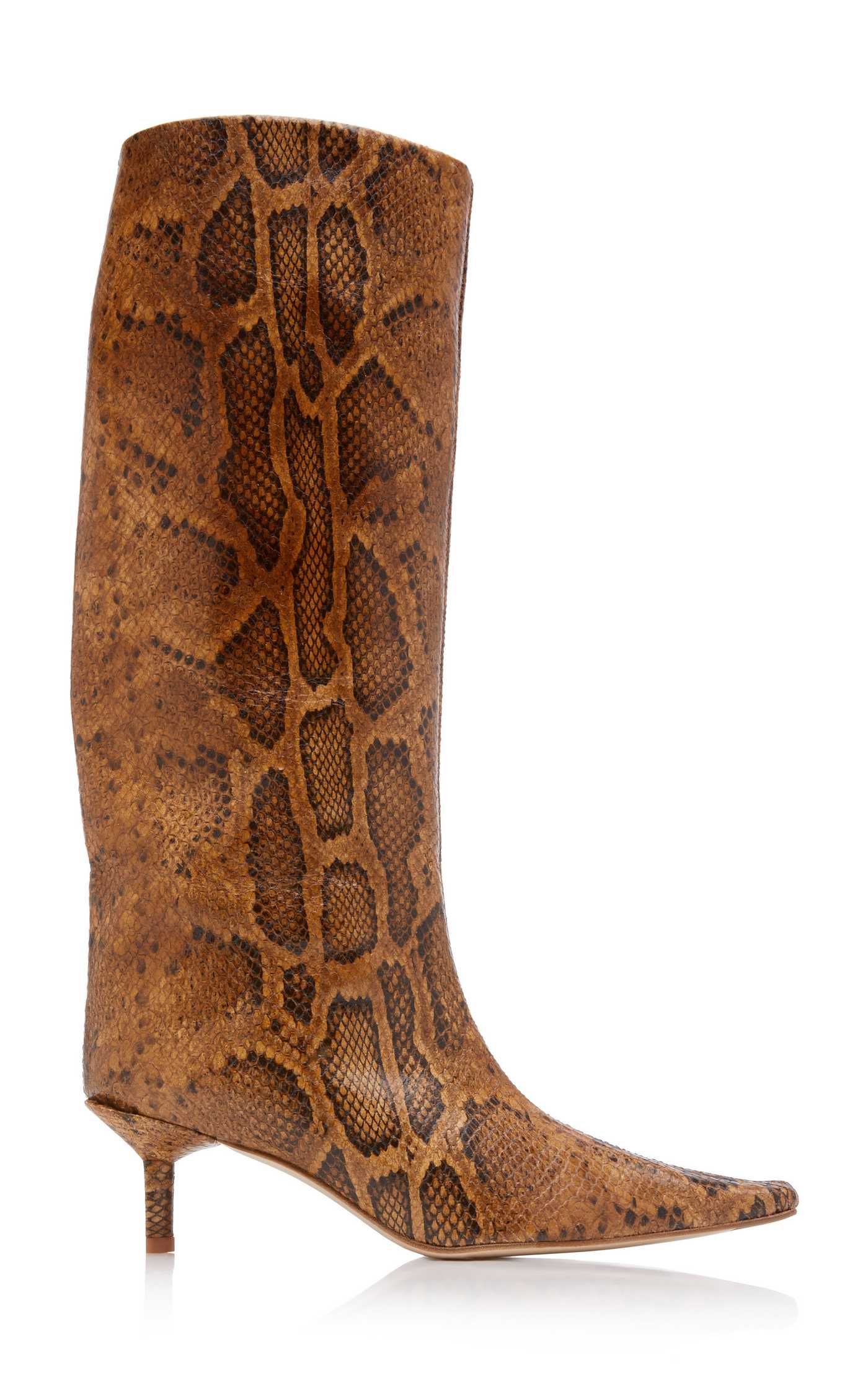 Jenara Snake-Effect Leather Knee Boots | Moda Operandi (Global)