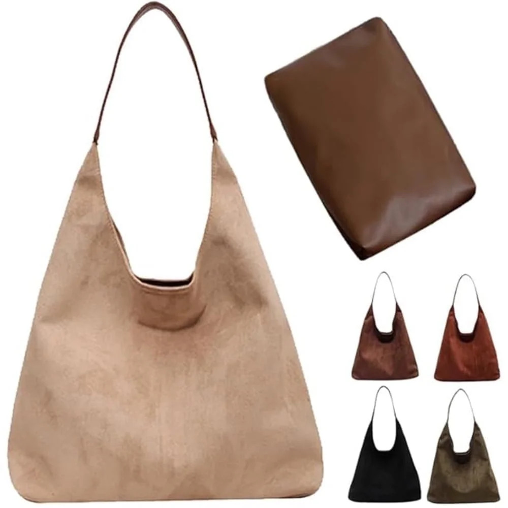 Gocvo Retro Faux Suede Bags for Women Suede Tote Bag with Purse Slouchy Bag Hobo Handbag Crescent... | Walmart (US)