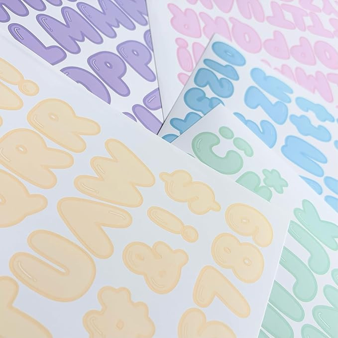 Pastel Rainbow Bubble Letter Sticker Collection - 1.25" Premium Vinyl, 10 Sheets, 5 Soft Shades: ... | Amazon (US)