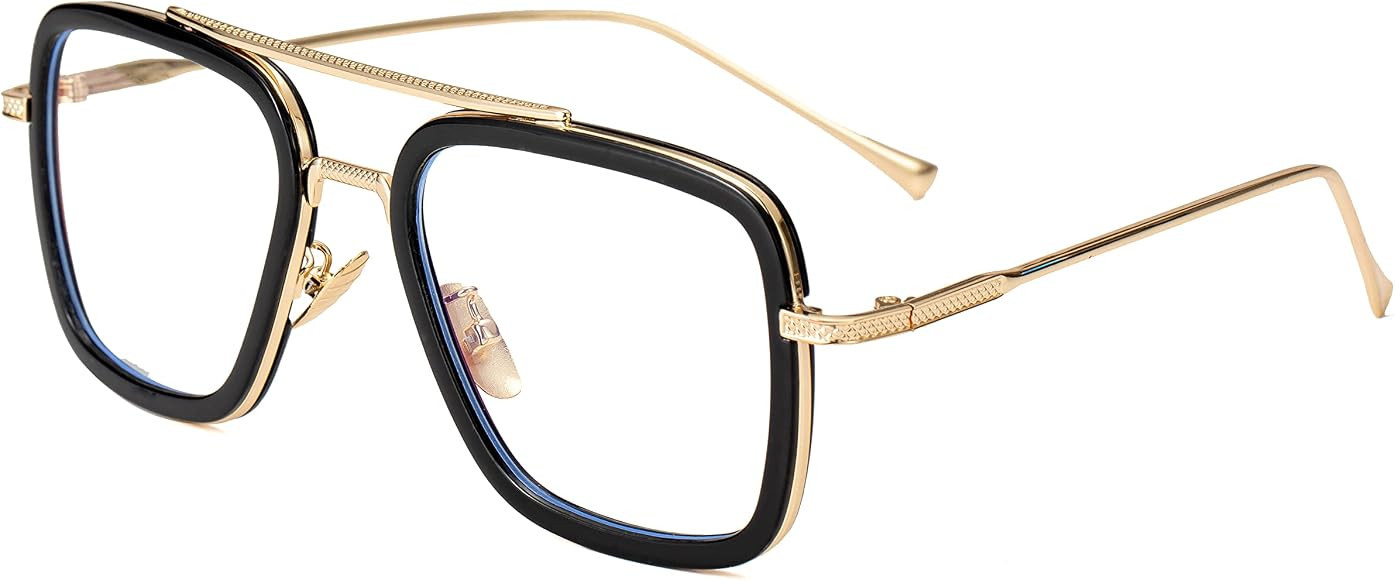 Onrtry Tony Stark Blue Light Blocking Glasses for Men Women Retro Metal Frame Iron Man Spider-Man... | Amazon (US)
