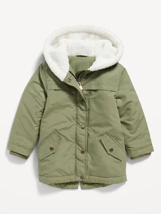 Hooded Sherpa-Lined Water-Resistant Parka Jacket for Toddler Girls | Old Navy (US)