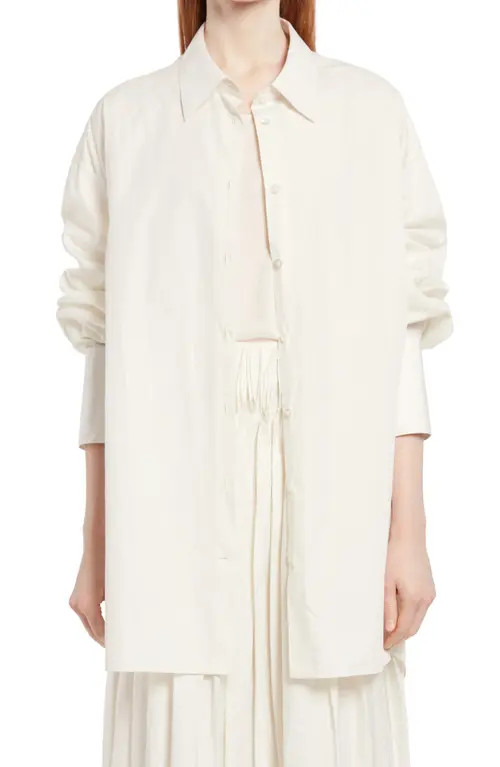 The Row Lulu Oversize Cotton Shirt in Ivory at Nordstrom, Size Large | Nordstrom