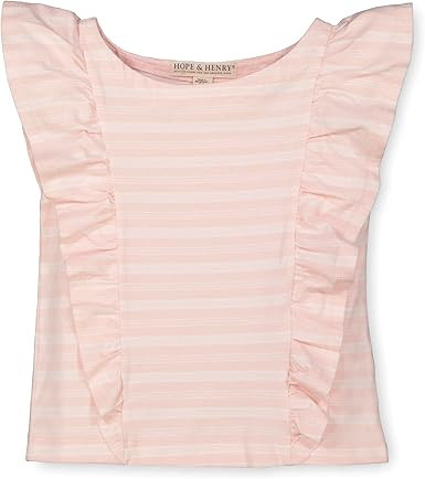 Hope & Henry Girls' Short Sleeve Flutter Sleeve Knit Top | Amazon (US)
