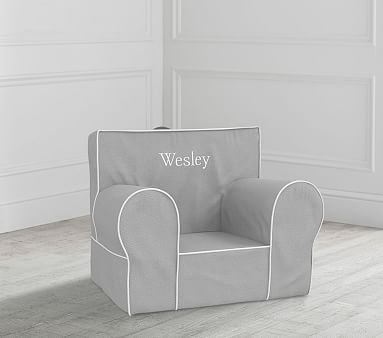 My First Gray Twill with White Piping Anywhere Chair® | Pottery Barn Kids