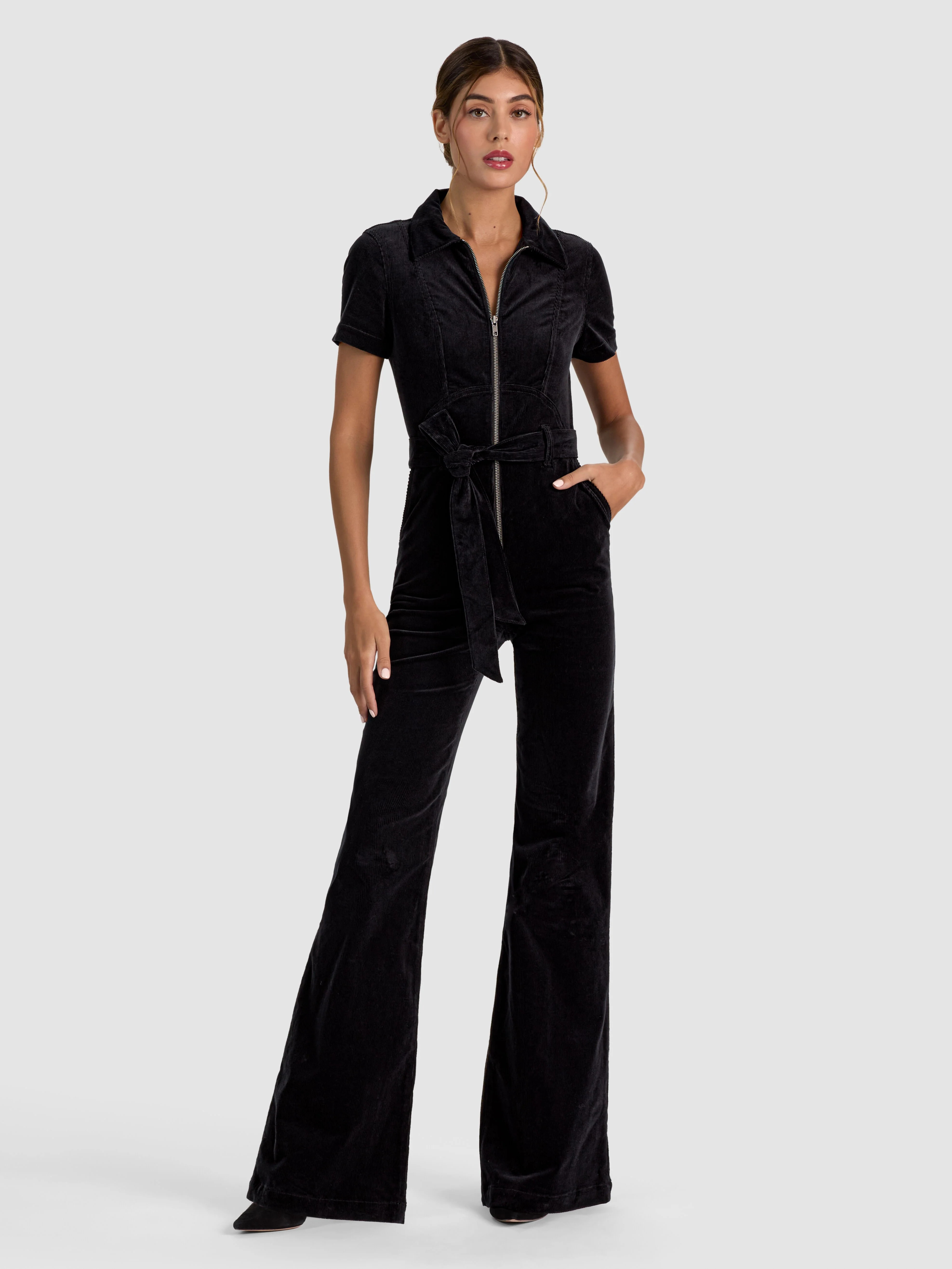 GORGEOUS WIDE LEG JUMPSUIT in BLACK | ALICE + OLIVIA | Alice + Olivia