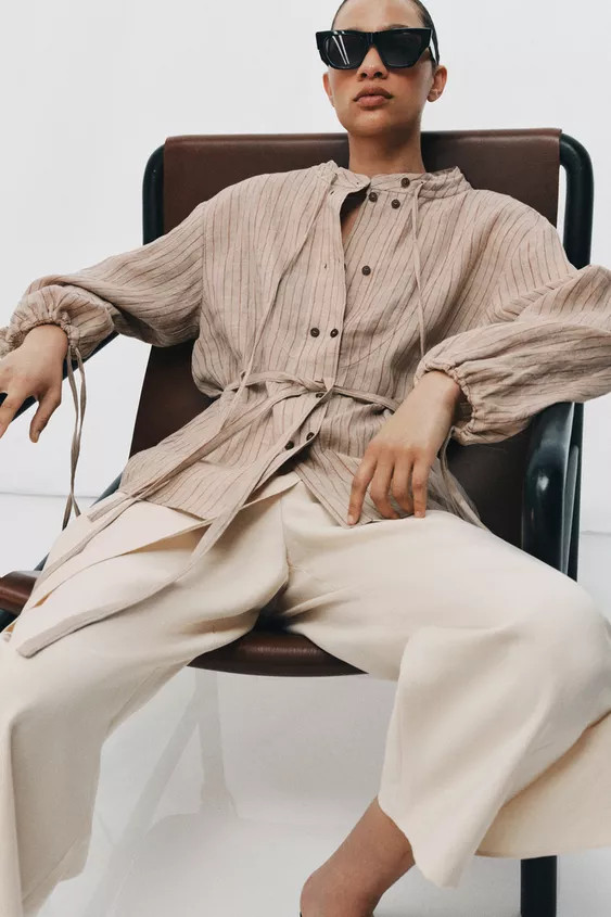 STRIPED LINEN SHIRT ZW COLLECTION | Zara UK