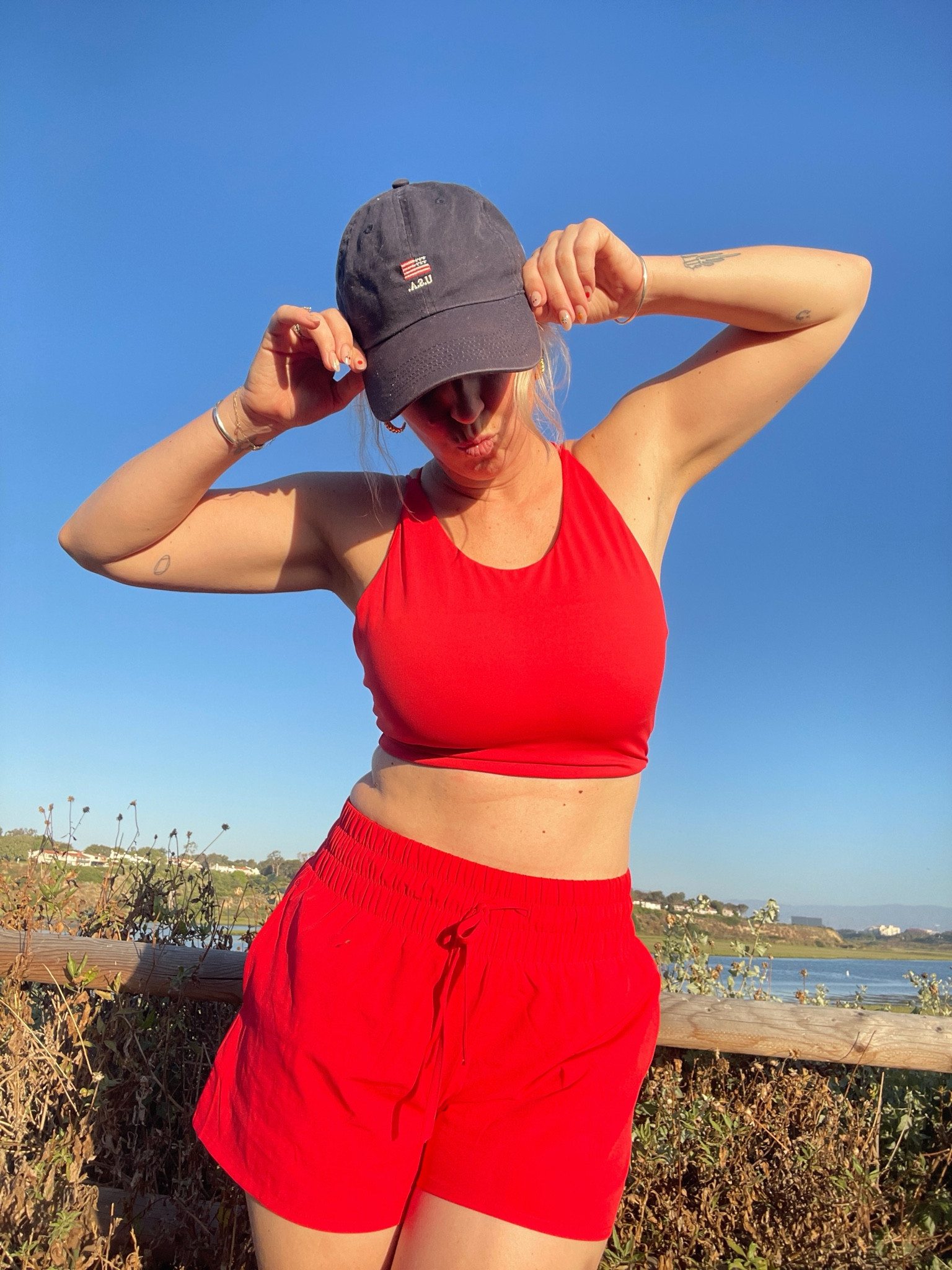 Summer red forth of July workout set. Use code: typeonetypehappy for 15% off Independence Day 

#LTKfitness #LTKfindsunder50 #LTKActive