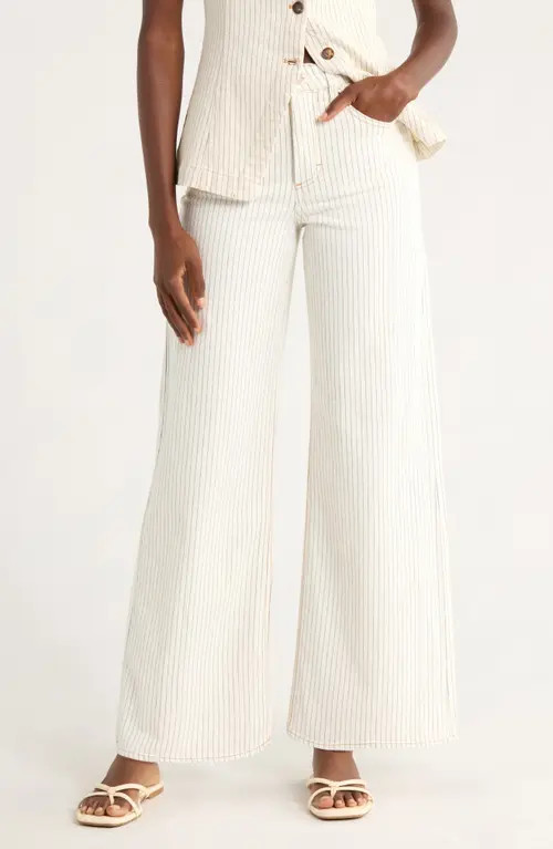 Marine Layer Charlie Pinstripe Wide Leg Jeans in Ticking Stripe at Nordstrom, Size 0 | Nordstrom