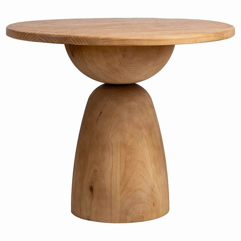 Caleb Rustic Natural Brown Reclaimed Pine Wood Round Bistro Dining Table - 36"W - Small | Kathy Kuo Home