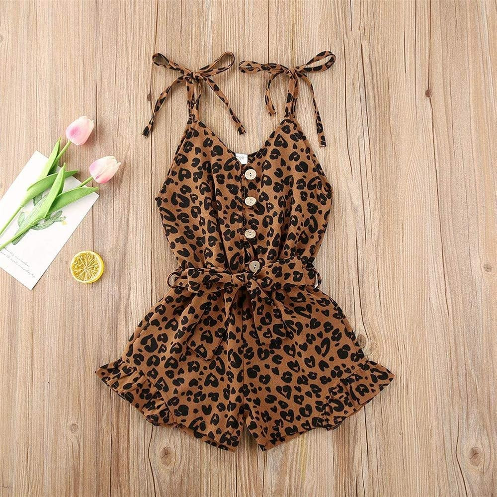 Rtnnsbbfcm Toddler Baby Girl Valentine's Day Romper Bodysuit Heart Print Sleeveless Strap Ruffle Jum | Amazon (US)