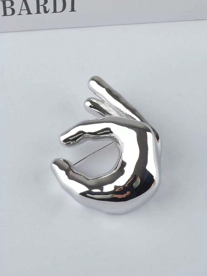 1pc Vintage OK Gesture Brooch Couple Personalised Pin Corsage Metallic Polished Surface Premium F... | SHEIN