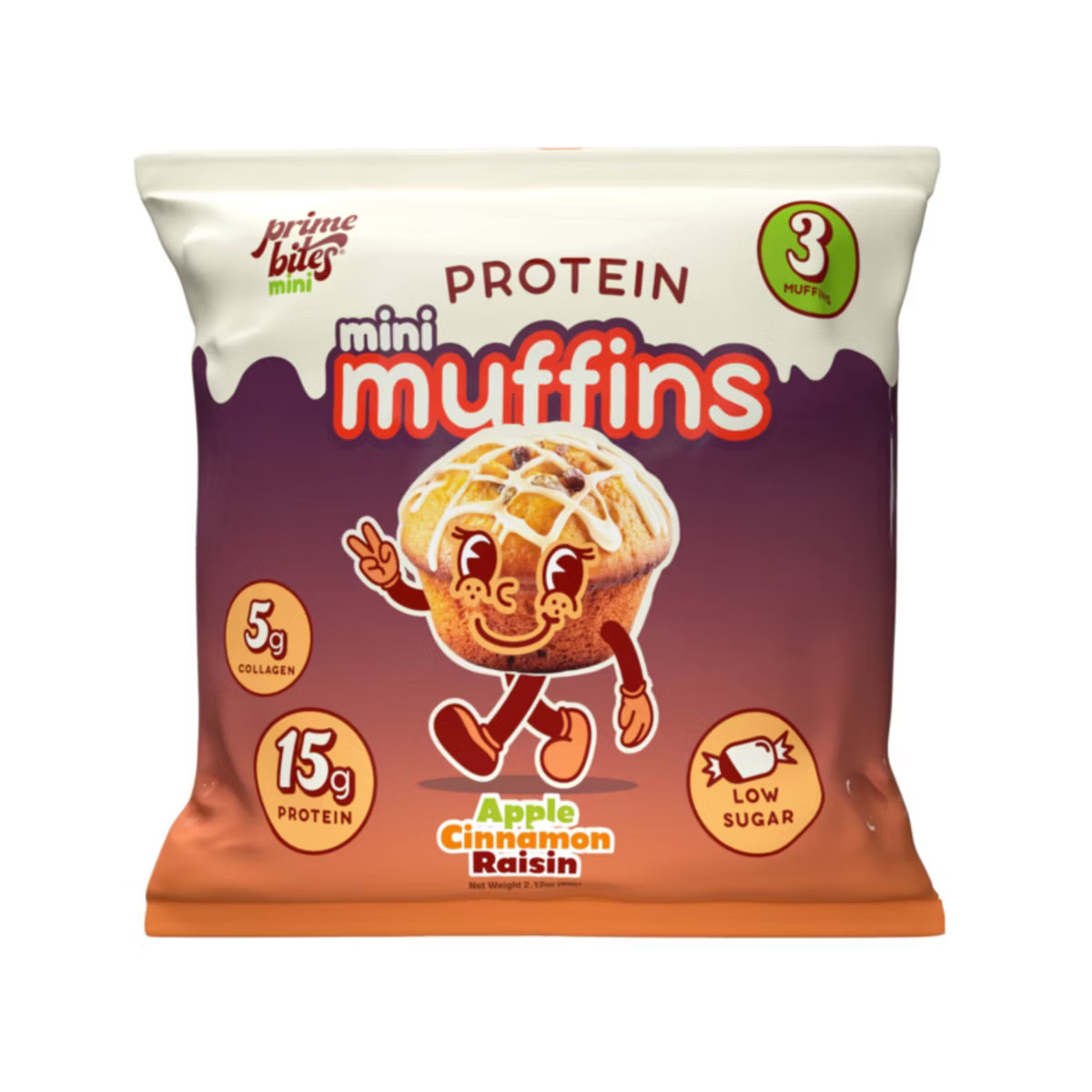 Prime Bites Apple Cinnamon Raisin Protein Mini Muffins - 15g Protein - 2.12oz | Target