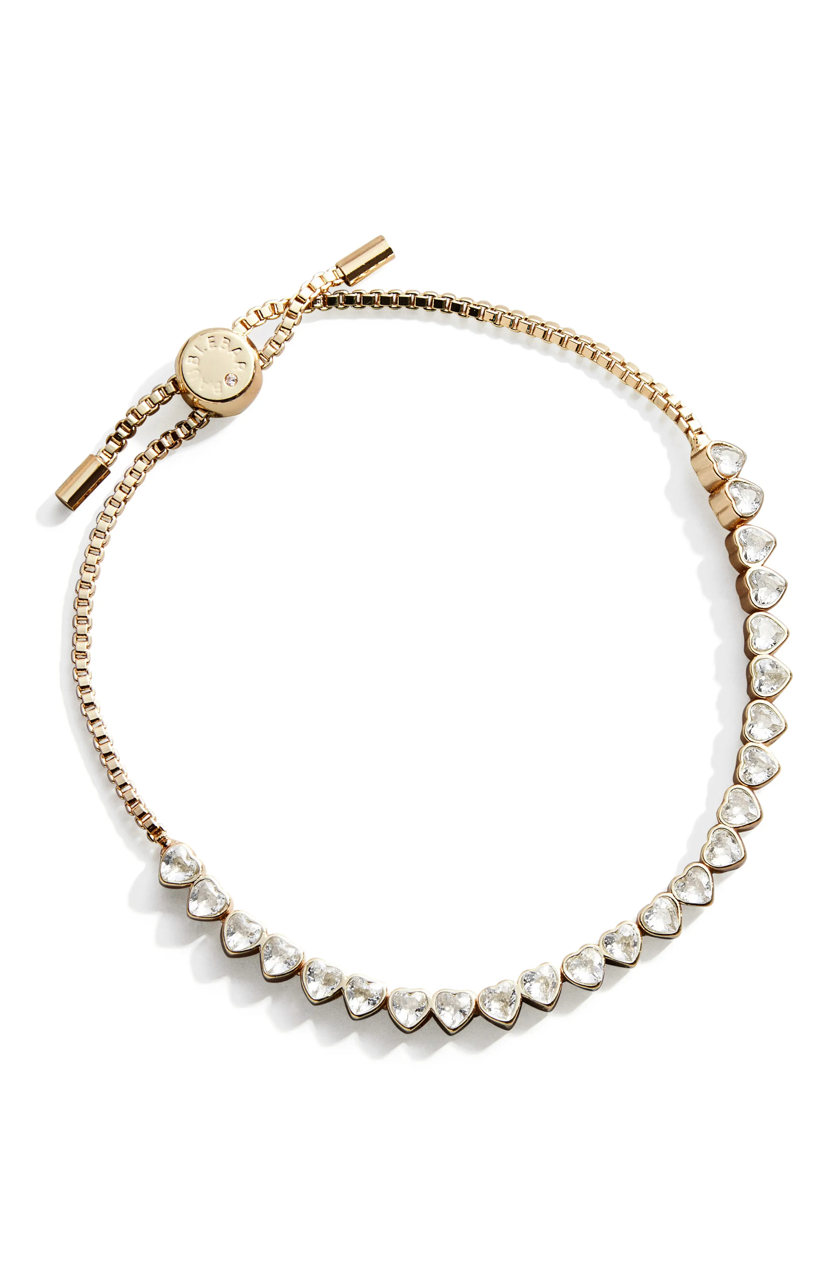 BaubleBar Kali Adjustable Heart Bracelet in Brass/cubic Zirconia at Nordstrom | Nordstrom