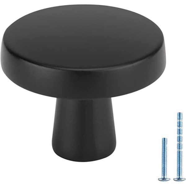 25 Pack goldenwarm Kitchen Drawer Knobs Matte Black Cabinet Door Knobs Round - LS5310BK Mushroom Sty | Amazon (US)