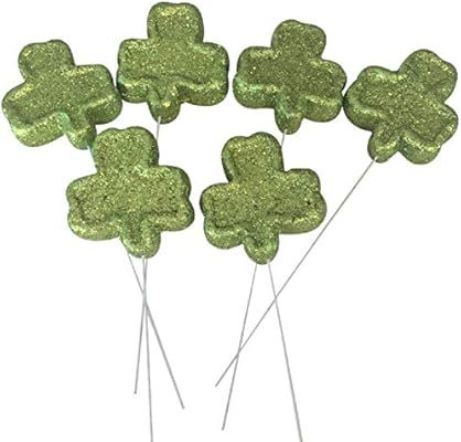 Glittered Foam St Patrick's Day Leprechaun Hats Flower Picks, Decorations Set of 6 (Light Green S... | Amazon (US)