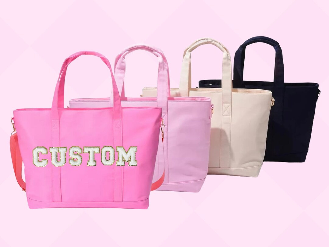 Womens Bag With Letter Patches, Nylon Tote Bag With Zipper, Stoney Clover, Teacher Bag, Gifts for... | Etsy (US)